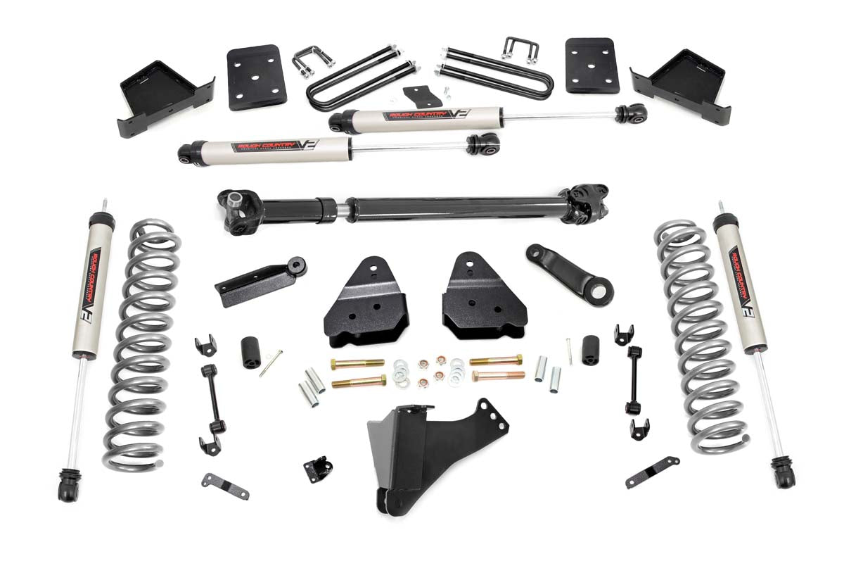 4.5 Inch Suspension Lift Kit w/Front Drive Shaft & V2 Shocks 17-19 F-250/350 4WD Diesel Rough Country