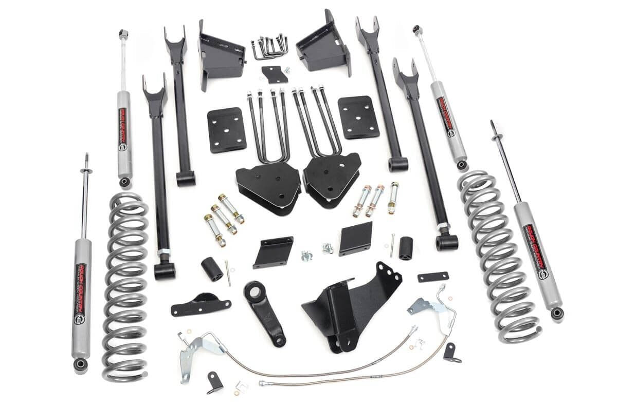 6 Inch Ford 4-Link Suspension Lift Kit N3 Shocks No Rear Overload Springs 15-16 F-250 4WD Diesel Rough Country