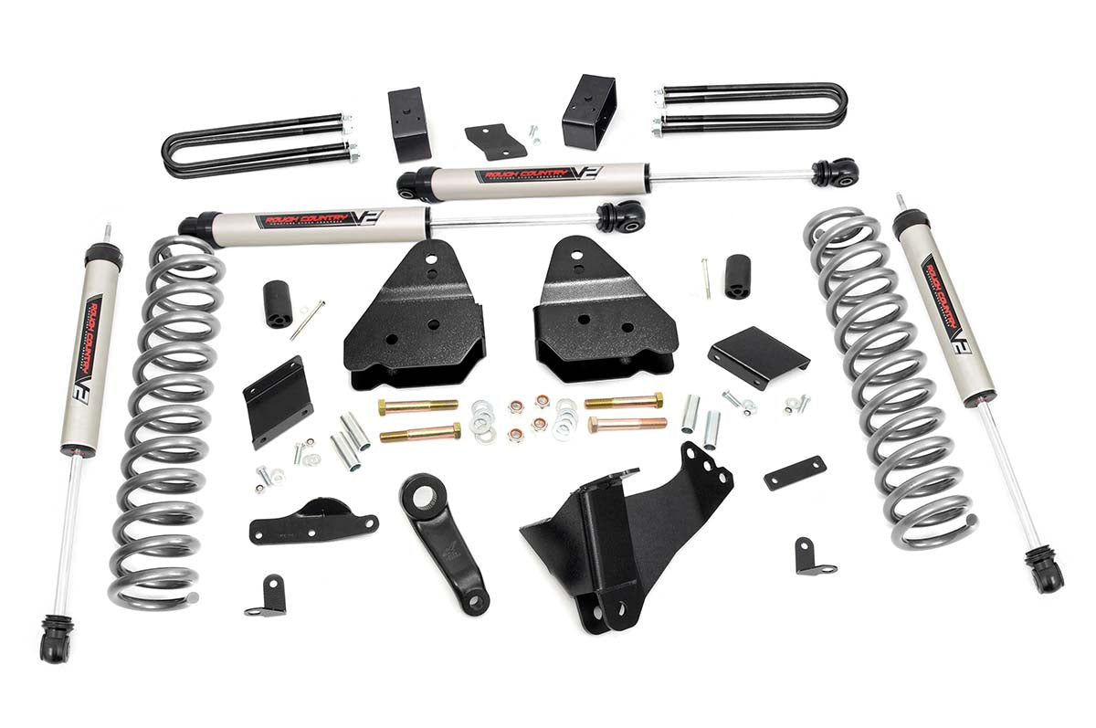4.5 Inch Suspension Lift Kit No Rear Overload Springs w/V2 Shocks 11-14 F-250 4WD Rough Country