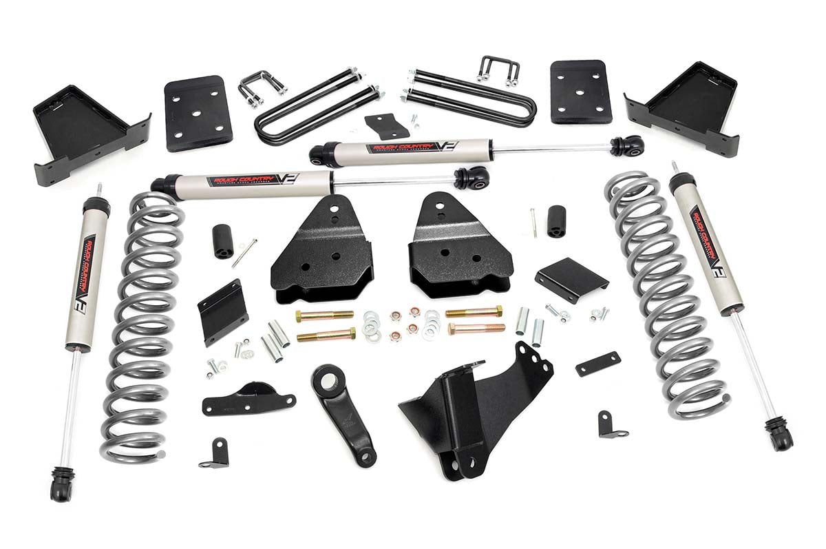 4.5 Inch Suspension Lift Kit No Rear Overload Springs w/V2 Shocks 15-16 F-250 4WD Rough Country