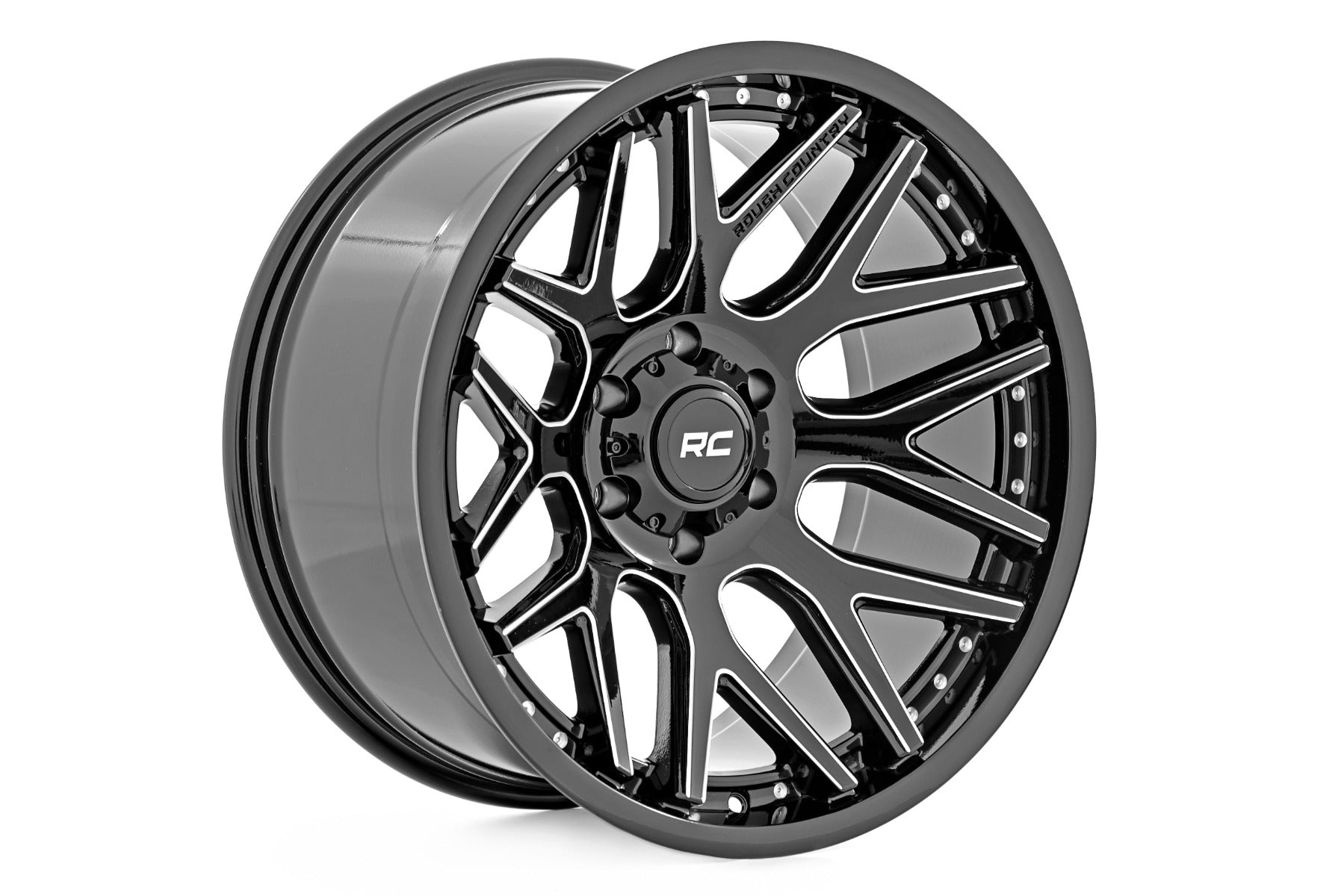 95 Series Wheel One-Piece Gloss Black Machined 20x10 8x180 -19mm Rough Country