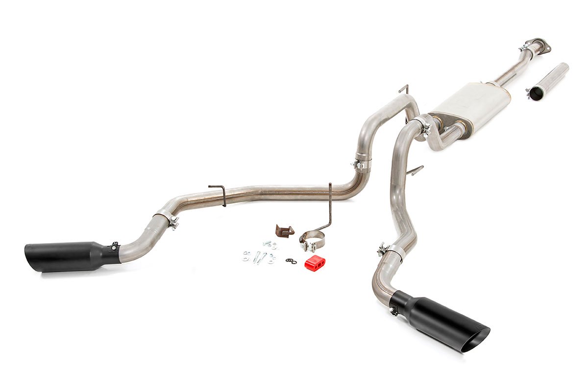 Dual Cat-Back Exhaust System w/Black Tips 15-20 F-150 Rough Country