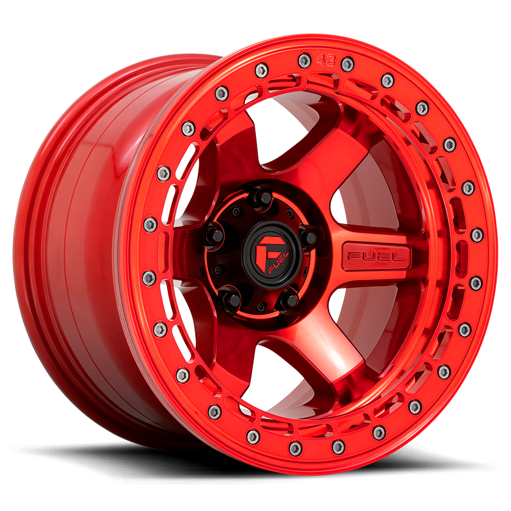 Aluminum Wheels 17X8.5 Block Beadlock D123 6 On 139.7 Candy Red/Candy Red Ring 106.1 Bore 0 Offset 6 Spoke Fuel Off Road Wheels