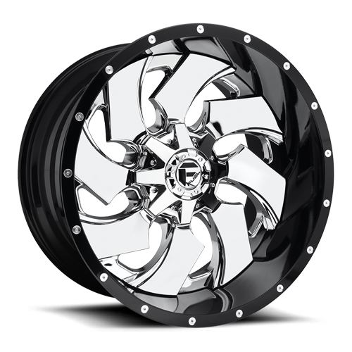 Aluminum Wheels 20X10 Cleaver D240 6 On 135/6 On 139.7 Chrome/Gloss Black Lip 106.1 Bore -19 Offset 8 Spoke Fuel Off Road Wheels