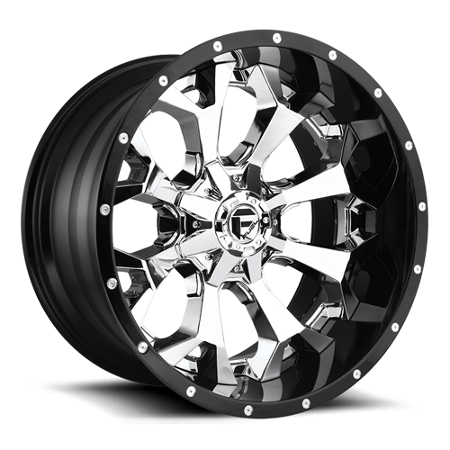 Aluminum Wheels 20X10 Assault D246 6 On 135/6 On 139.7 Chrome/Gloss Black Lip 106.1 Bore -18 Offset 8 Spoke Fuel Off Road Wheels