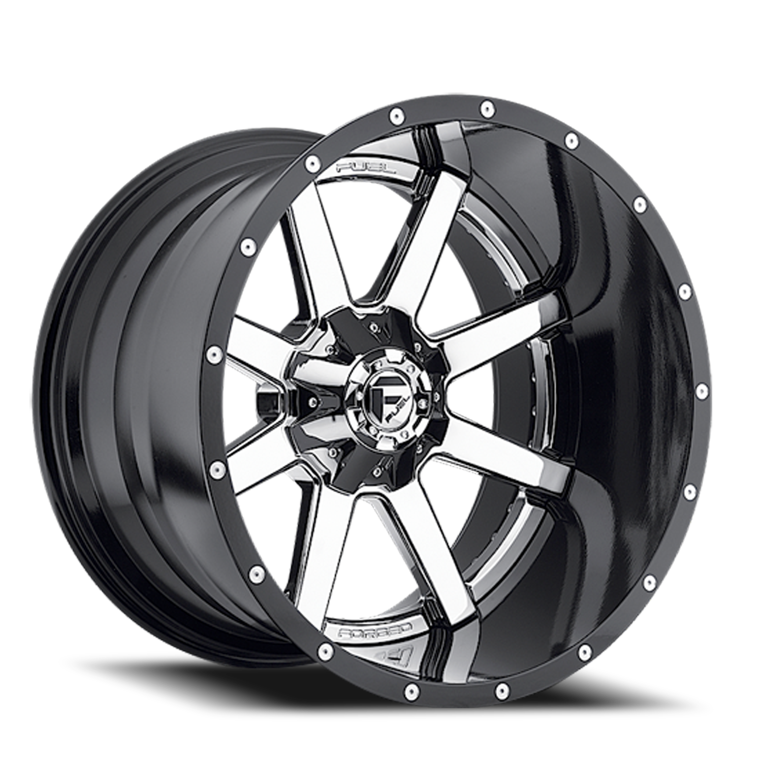 Aluminum Wheels 22X10 Maverick D260 8 On 170 Chrome/Gloss Black Lip 125.1 Bore -13 Offset Fuel Off Road Wheels