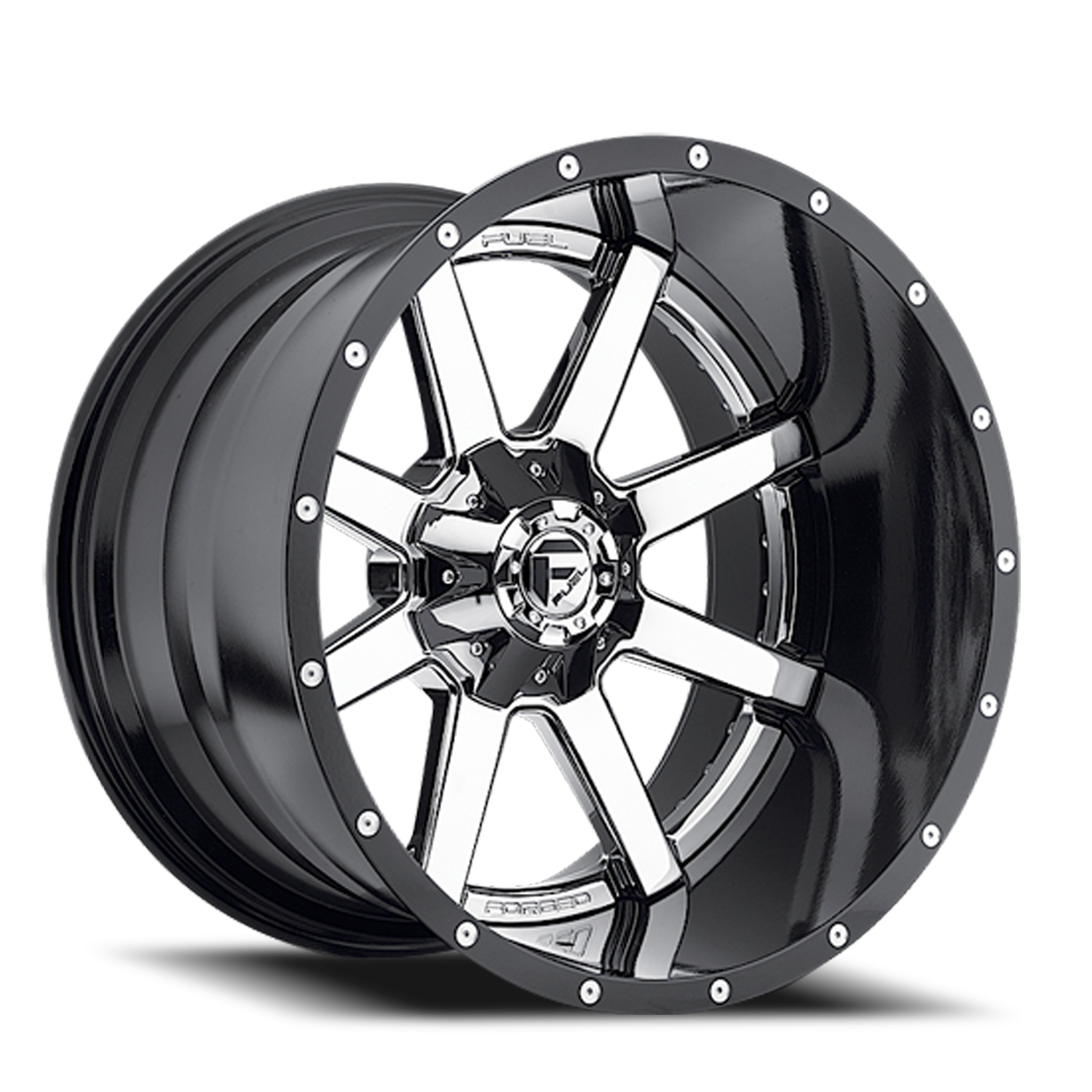 Aluminum Wheels 22X10 Maverick D260 6 On 135/6 On 139.7 Chrome/Gloss Black Lip 106.1 Bore -13 Offset Fuel Off Road Wheels