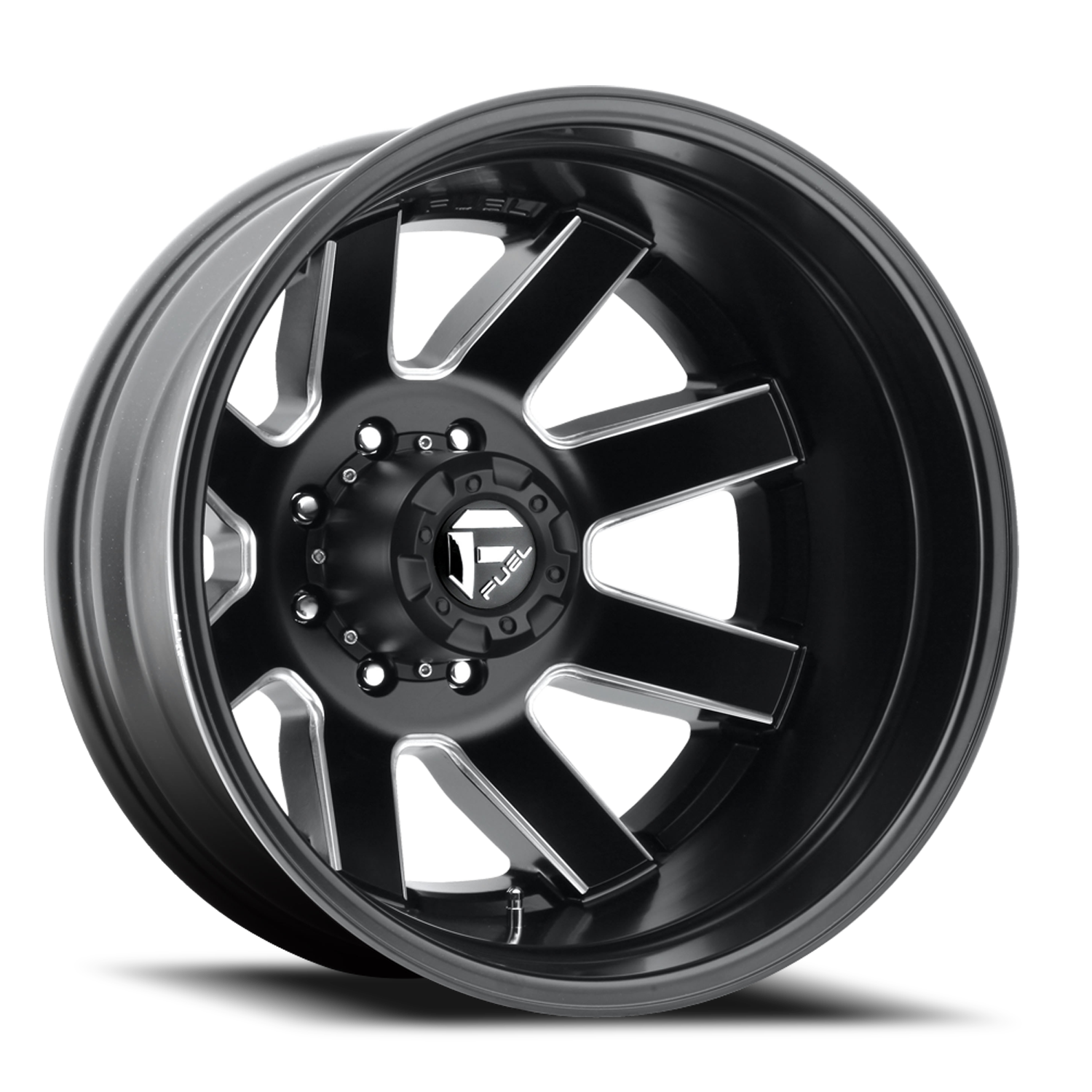 Dually Wheels 17X6.5 Maverick Dually D538 8 On 165.1 Black Milled 125.1 Bore -178 Offset 7 Spoke Outer Dually Fuel Off Road Wheels