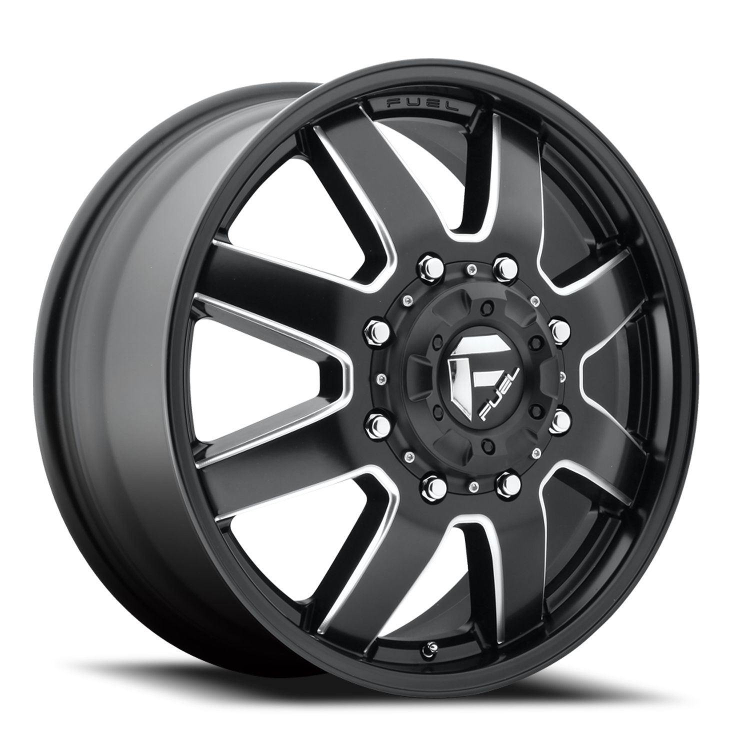 Dually Wheels 17X6.5 Maverick Dually D538 8 On 165.1 Black Milled 125.1 Bore 116 Offset 7 Spoke Front Dually Fuel Off Road Wheels