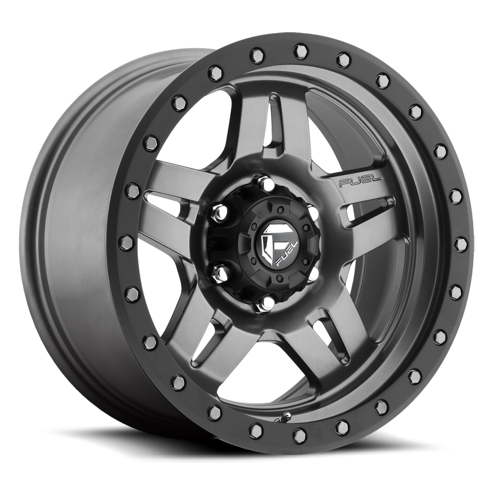 Aluminum Wheels 17X8.5 Anza D558 5 On 114.3 Matte Gunmetal Gray 72.6 Bore -6 Offset 5 Spoke Fuel Off Road Wheels