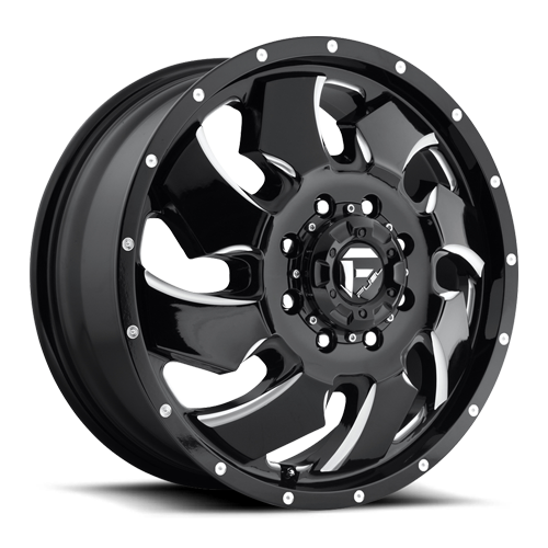 Dually Wheels 20X8.3 Cleaver Dually D574 8 On 170 Gloss Black Milled 125.1 Bore 105 Offset Multi Spoke Front Dually Fuel Off Road Wheels