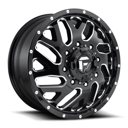 Dually Wheels 20X8.25 Triton Dually D581 8 On 165.1 Gloss Black Milled 121.5 Bore 105 Offset Mesh Spoke Front Dually Fuel Off Road Wheels