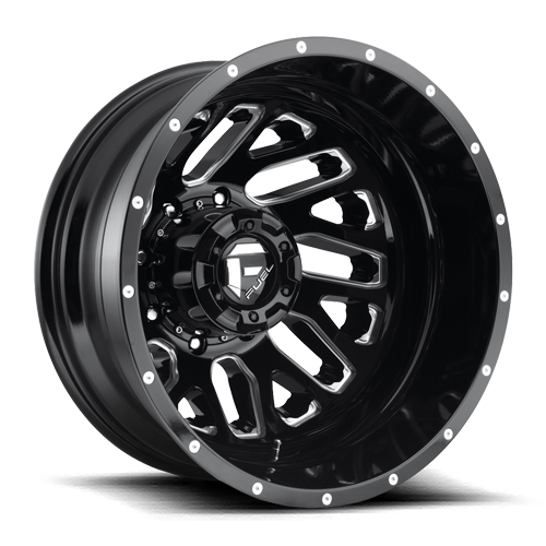 Dually Wheels 20X8.25 Triton Dually D581 8 On 165.1 Gloss Black Milled 121.5 Bore -215 Offset Mesh Spoke Outer Dually Fuel Off Road Wheels