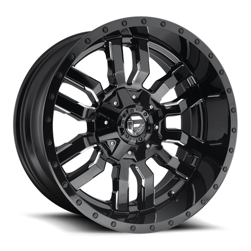Aluminum Wheels 18X9 Sledge D595 8 On 180 Gloss Black Milled 124.2 Bore 1 Offset Fuel Off Road Wheels