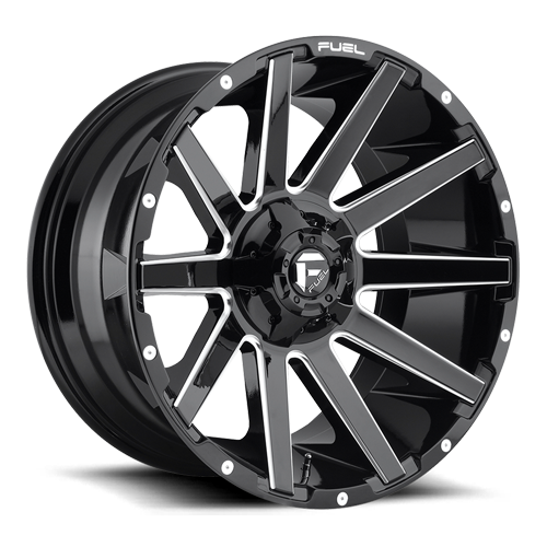 Aluminum Wheels 18X9 Contra D615 5 On 114.3/5 On 127 Gloss Black/Milled 78.1 Bore -12 Offset Multi Spoke Fuel Off Road Wheels