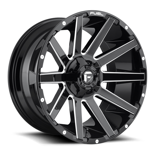 Aluminum Wheels 22X12 Contra D615 8 On 170 Gloss Black Milled 125.1 Bore -44 Offset Multi Spoke Fuel Off Road Wheels