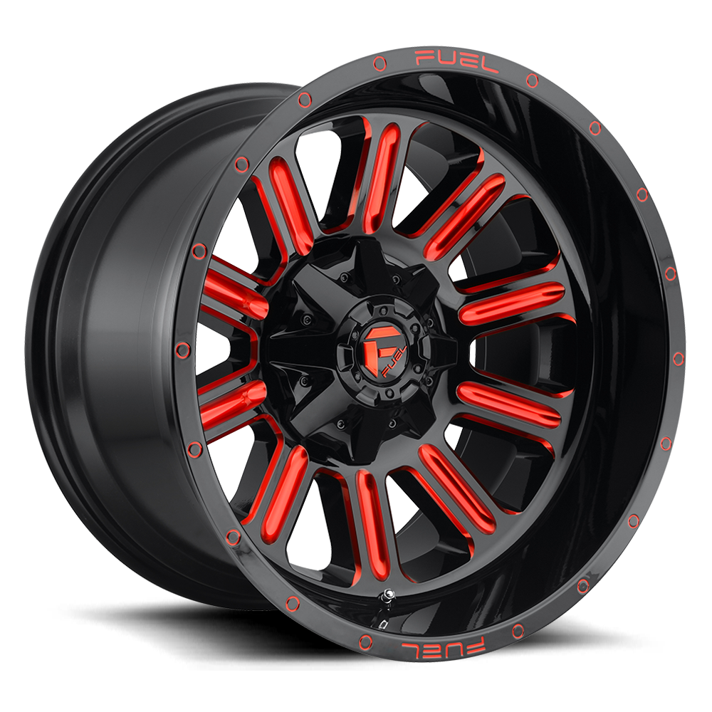 Aluminum Wheels 15X8 Hardline D621 5 On 114.3/5 On 120.65 Gloss Black/Candy Red 72.56 Bore -18 Offset Fuel Off Road Wheels