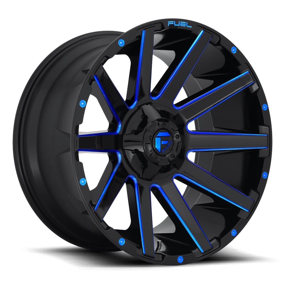 Aluminum Wheels 20X10 Contra D644 8 On 170 Gloss Blue Milled 125.1 Bore -18 Offset Multi Spoke Fuel Off Road Wheels