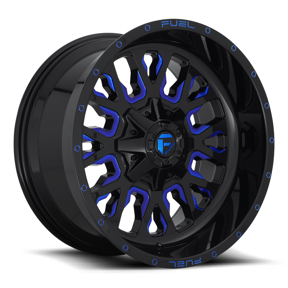 Aluminum Wheels 18X9 Stroke D645 8 On 170 Gloss Blue Milled 125.1 Bore 1 Offset Fuel Off Road Wheels