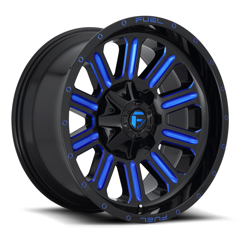 Aluminum Wheels 18X9 Hardline D646 5 On 114.3/5 On 127 Gloss Black/Candy Blue 78.1 Bore 1 Offset Fuel Off Road Wheels