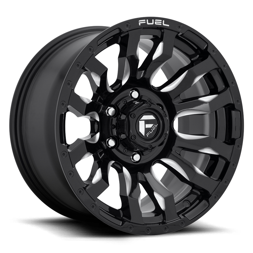 Aluminum Wheels 22X10 Blitz D673 6 On 135 Gloss Black Milled 87.1 Bore -18 Offset Multi Spoke Fuel Off Road Wheels