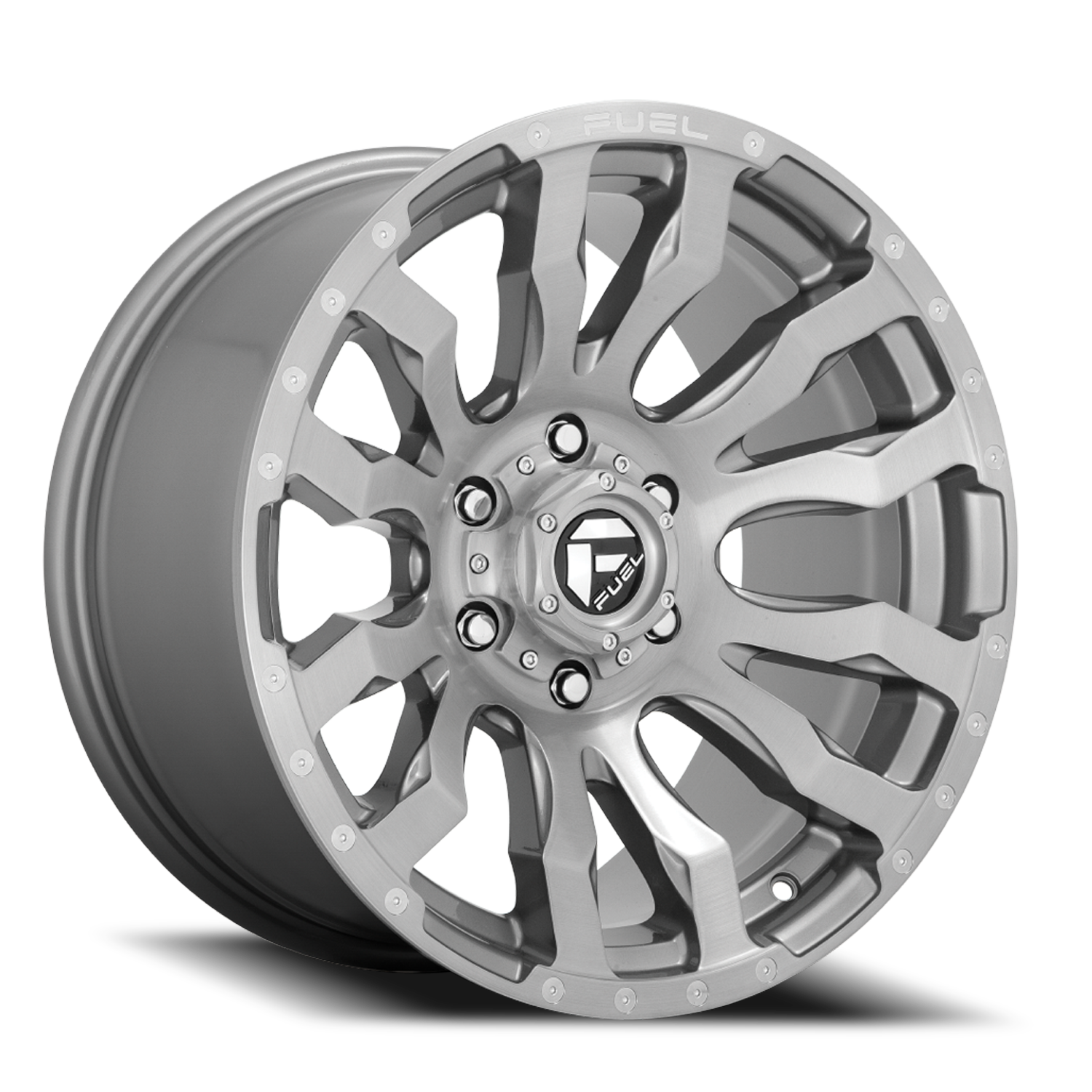 Aluminum Wheels 20X10 Blitz D693 8 On 170 Brushed Gunmetal Gray Tinted Clear 125.1 Bore -18 Offset Multi Spoke Fuel Off Road Wheels