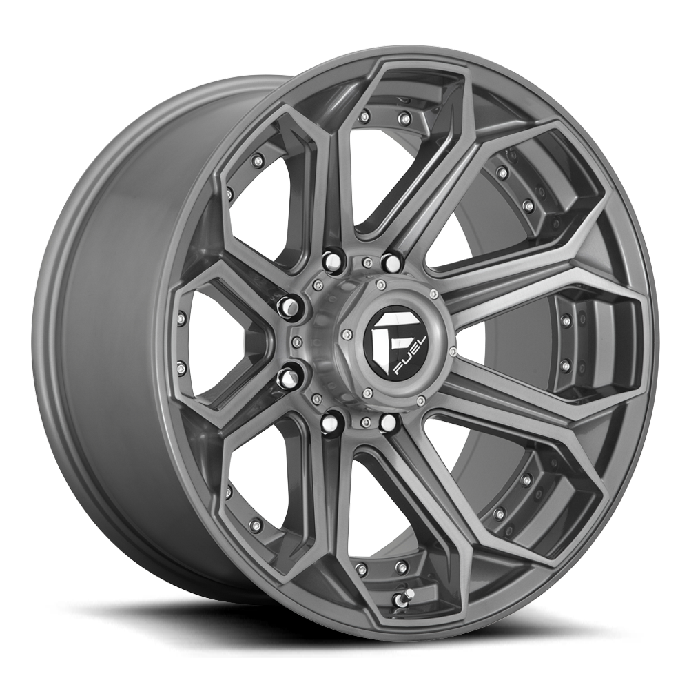 Aluminum Wheels 20X10 Siege D705 8 On 180 Brushed Gunmetal Gray Tinted Clear 124.2 Bore -18 Offset Fuel Off Road Wheels