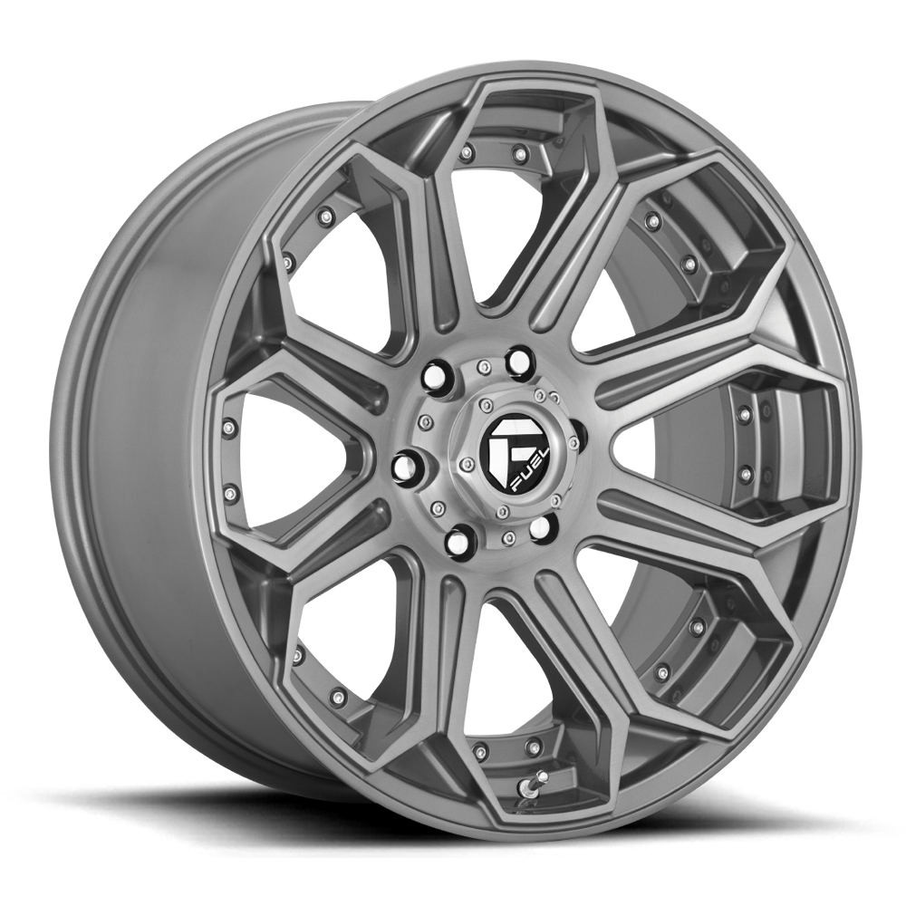 Aluminum Wheels 20X10 Siege D705 6 On 135 Brushed Gunmetal Gray Tinted Clear 87.1 Bore -18 Offset Fuel Off Road Wheels