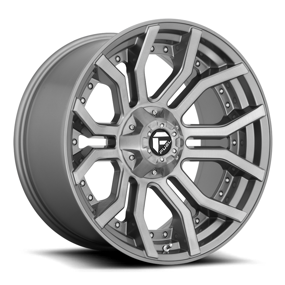 Aluminum Wheels 20X10 Rage Platinum D713 8 On 170 Brushed Gunmetal Gray Tinted Clear 125.1 Bore -18 Offset Fuel Off Road Wheels