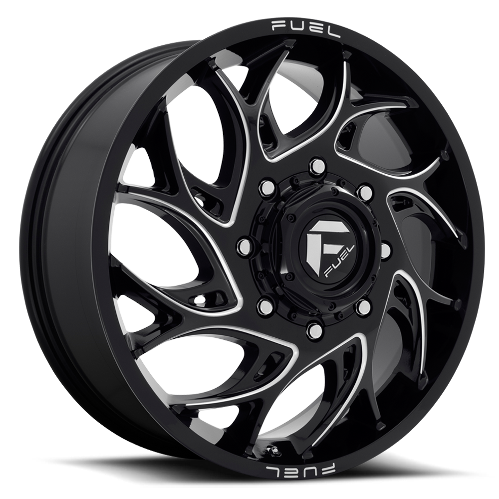 Dually Wheels 20X8.25 Runner Dually D741 8 On 165.1 Gloss Black Milled 121.6 Bore 105 Offset 8 Spoke Front Dually Fuel Off Road Wheels