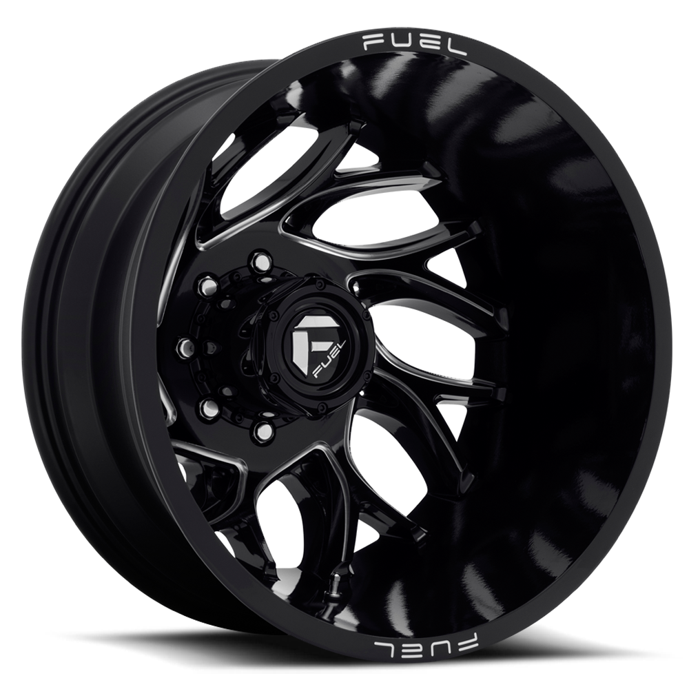 Dually Wheels 20X8.25 Runner Dually D741 8 On 165.1 Gloss Black Milled 121.6 Bore -240 Offset 8 Spoke Outer Dually Fuel Off Road Wheels