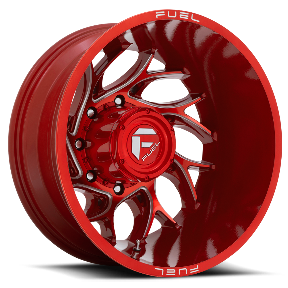 Dually Wheels 22X8.25 Runner Dually D742 8 On 200 Candy Red Milled 142.2 Bore -227 Offset 8 Spoke Outer Dually Fuel Off Road Wheels