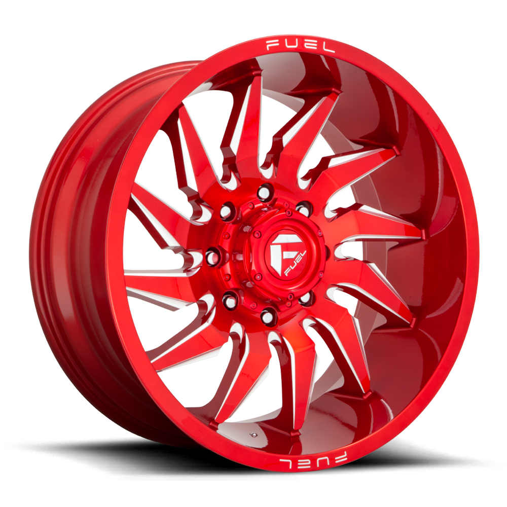 Aluminum Wheels 24X12 Saber D745 8 On 165.1 Candy Red Milled 125.2 Bore -44 Offset Fuel Off Road Wheels