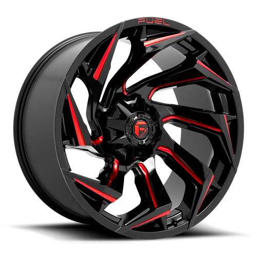 Aluminum Wheels 22X10 Reaction D755 8 On 165.1 Gloss Black Milled Red Tint 125.2 Bore -18 Offset Fuel Off Road Wheels