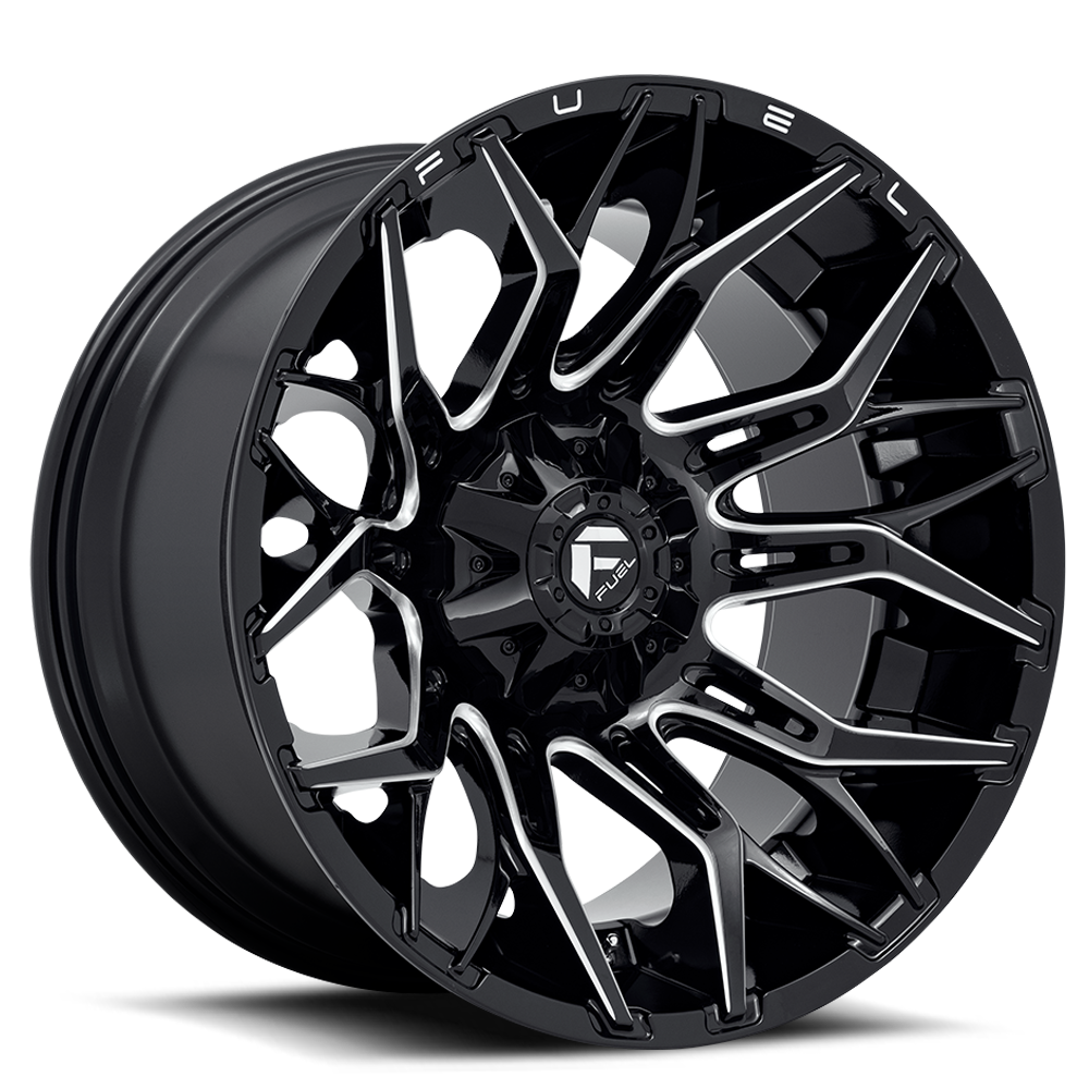 Aluminum Wheels 20X10 Twitch D769 8 On 170 Gloss Black Milled 125.1 Bore -18 Offset Fuel Off Road Wheels