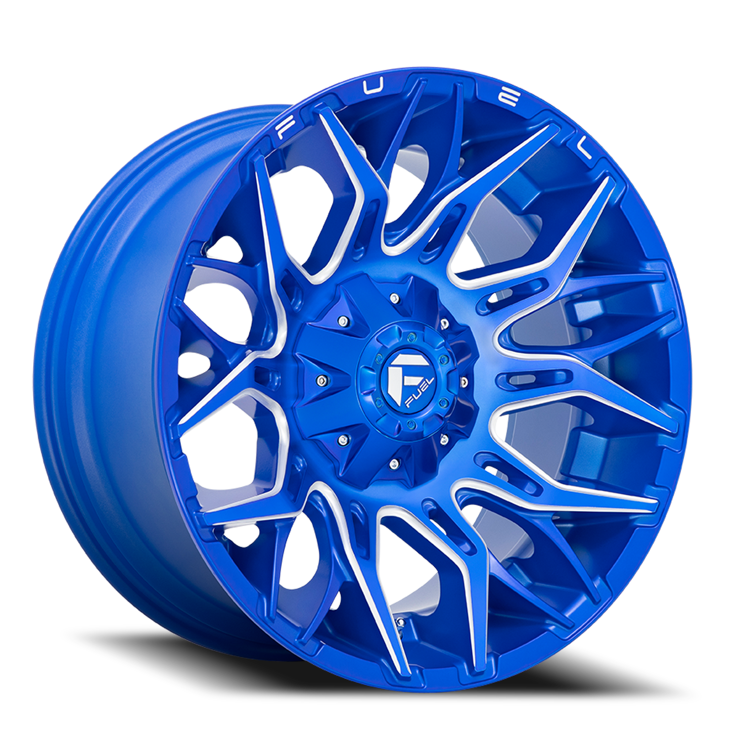 Aluminum Wheels 20X10 Twitch D770 8 On 170 Anodized Blue MIlled 125.1 Bore -18 Offset Fuel Off Road Wheels