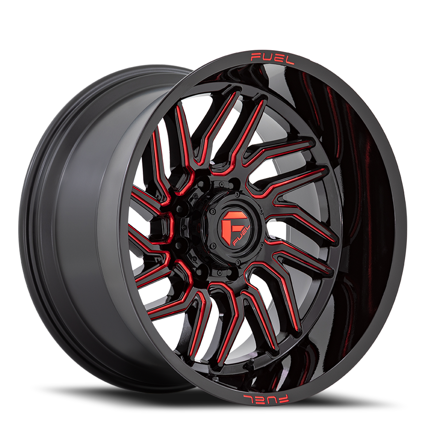 Aluminum Wheels 20X10 Hurricane D808 8 On 170 Gloss Black/Red Milled 125.1 Bore -18 Offset Fuel Off Road Wheels