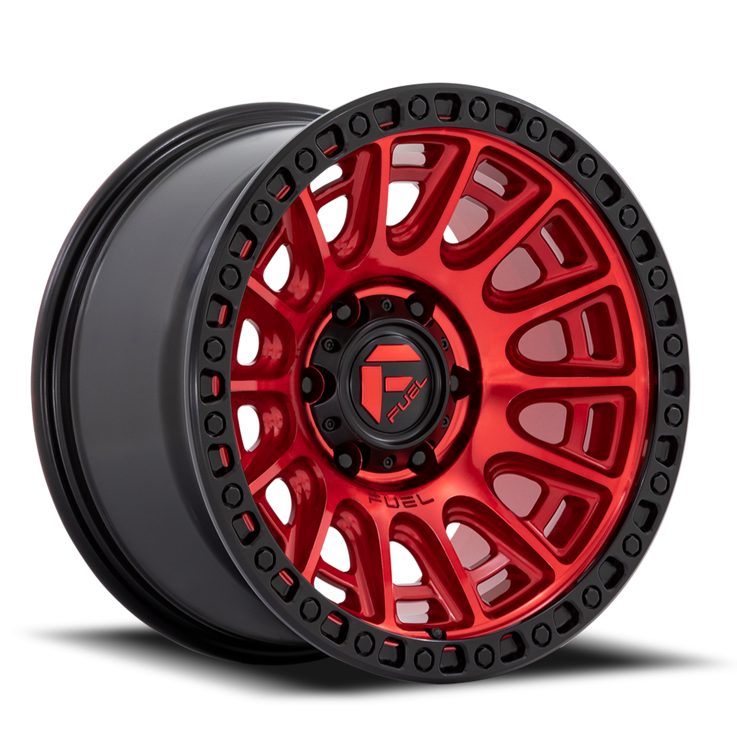 Aluminum Wheels 17X8.5 Cycle D834 6 On 139.7 Candy Red/Black Ring 106.1 Bore 25 Offset Fuel Off Road Wheels