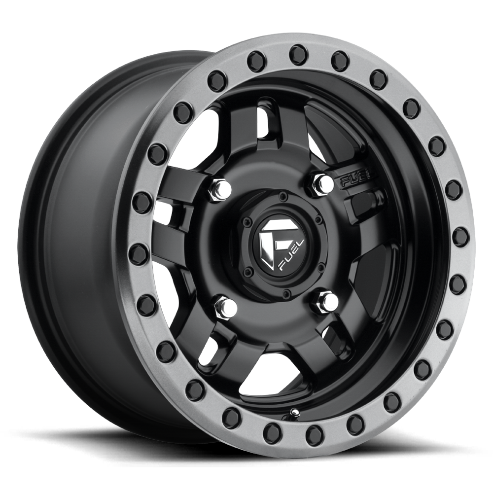 Aluminum Wheels 14X7 Anza UTV D917 4 On 110 Matte Black Beadlock 79.4 Bore 13 Offset 5 Spoke Fuel Off Road Wheels
