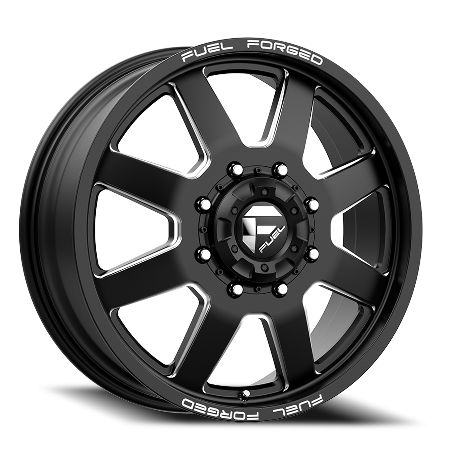 Dually Wheels 20X8.25 FF09D Dually DE09 BK 8 On 200 Matte Black Milled 142.2 Bore 105 Offset Front Dually Fuel Off Road Wheels