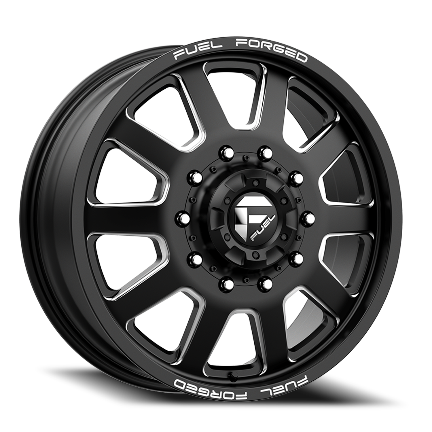 Dually Wheels 20X8.25 FF09D Dually DE09 BK 10 On 225 Matte Black Milled 170.1 Bore 105 Offset Front Dually Fuel Off Road Wheels