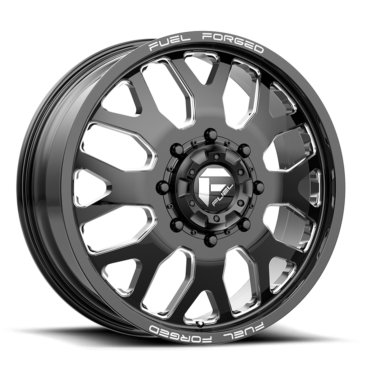 Dually Wheels 20X8.25 FF19D Dually DE19 BK 8 On 200 Gloss Black Milled 142.2 Bore 105 Offset Front Dually Fuel Off Road Wheels