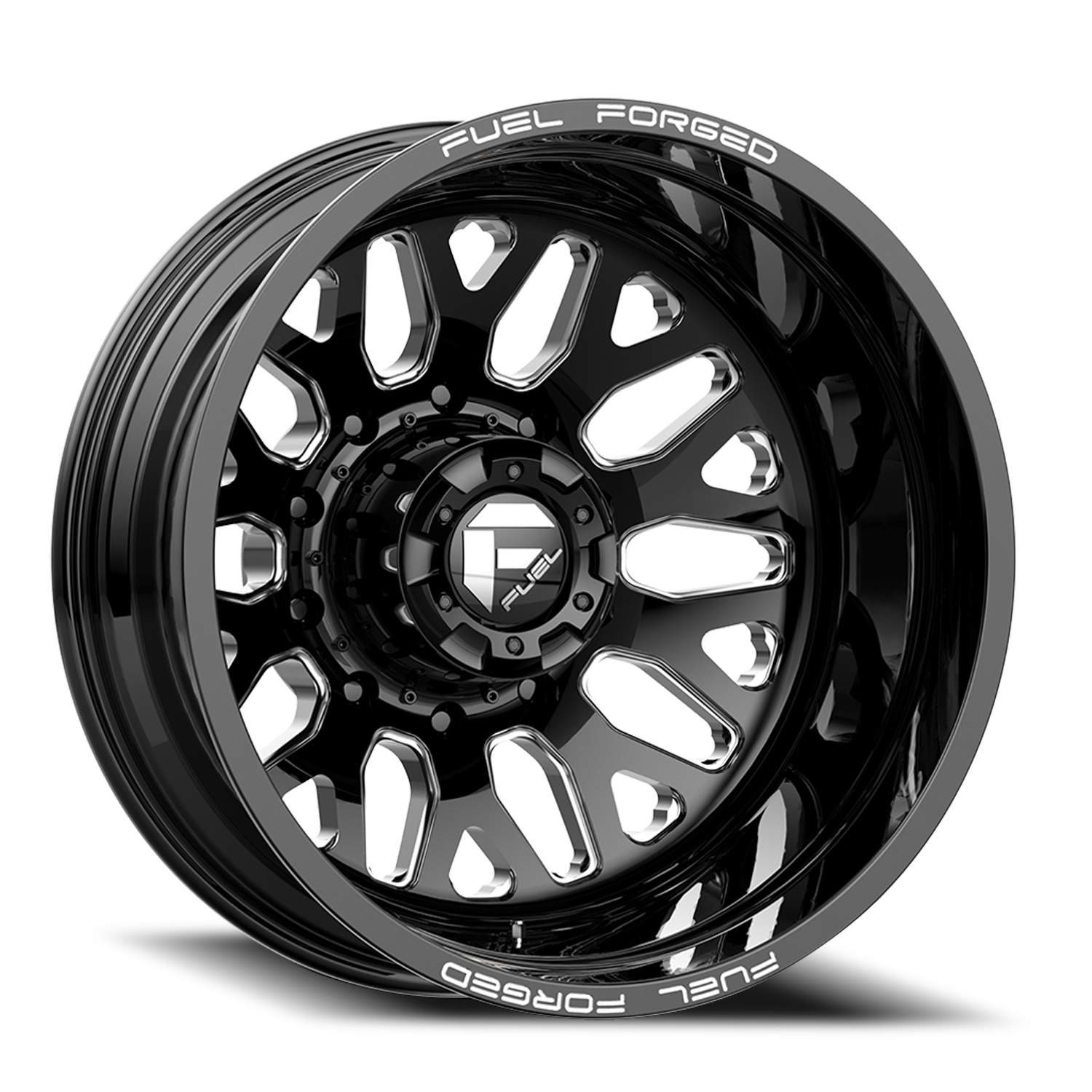 Dually Wheels 20X8.25 FF19D Dually DE19 BK 8 On 200 Gloss Black Milled 142.2 Bore -202 Offset Outer Dually Fuel Off Road Wheels