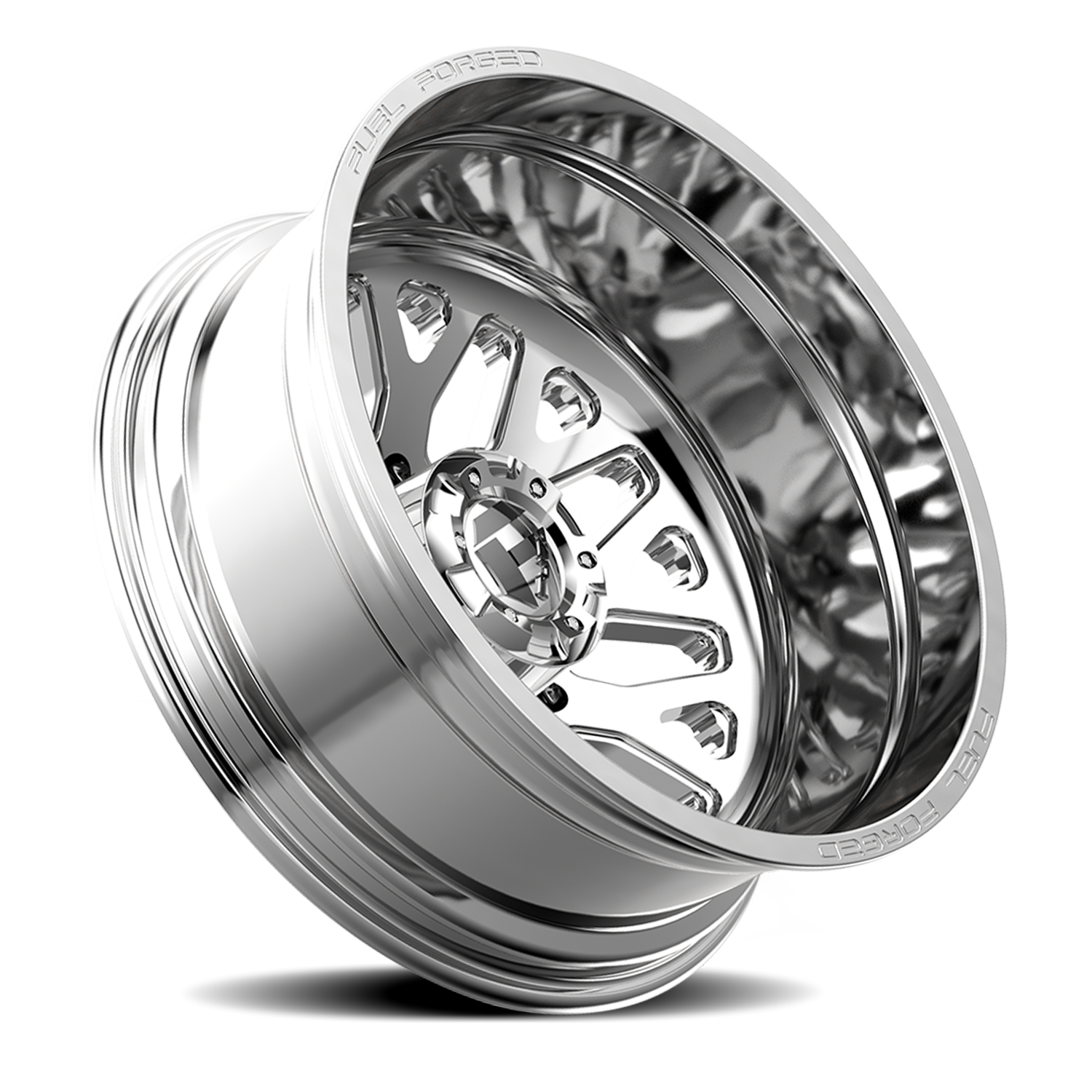 Dually Wheels 22X8.25 FF19D Dually DE19 PO 8 On 165.1 Polished 121.5 Bore -265 Offset Outer Dually Fuel Off Road Wheels