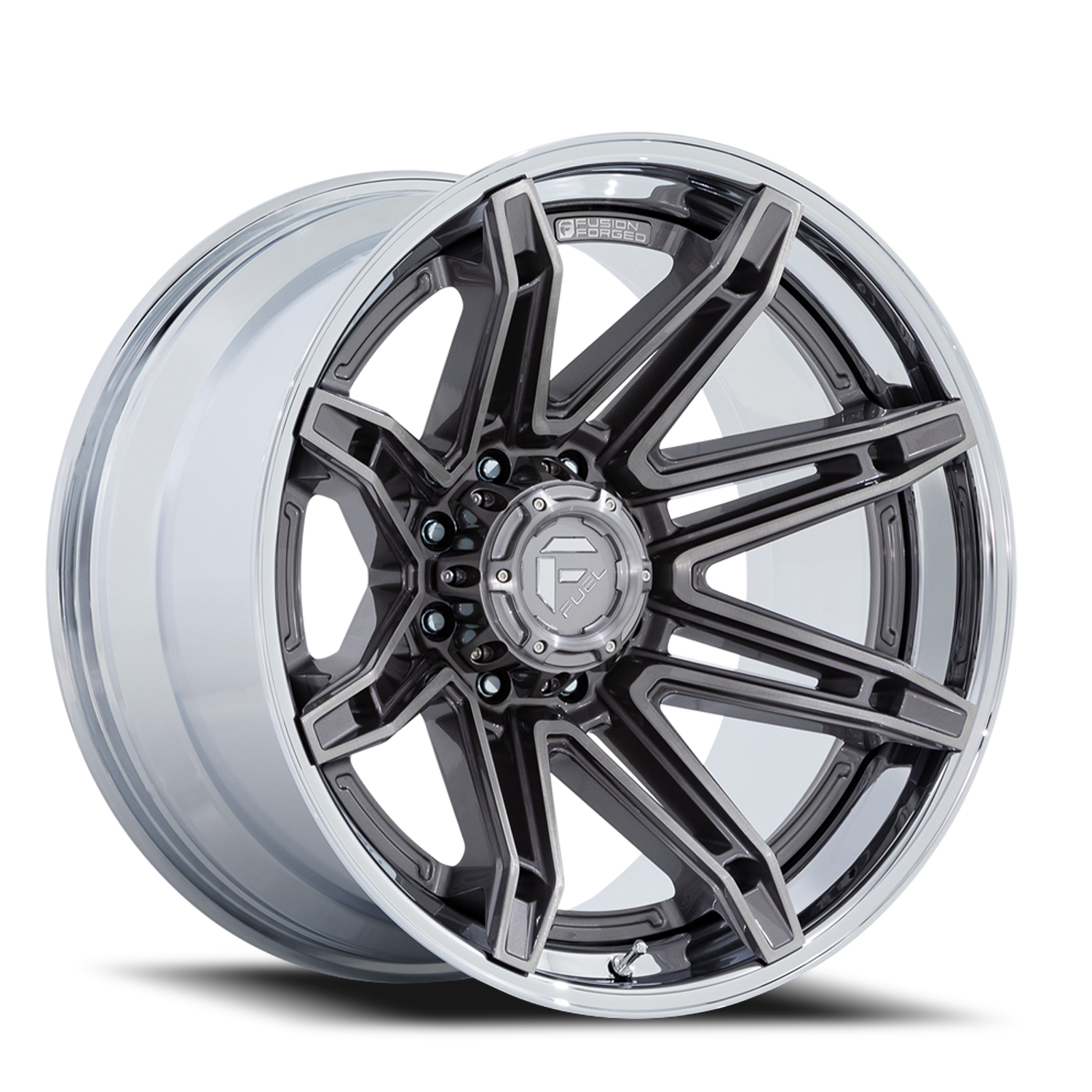 Aluminum Wheels 22X10 Brawl FC401AP 8 On 165.1 Platinum Silver Chrome Lip 125.1 Bore -18 Offset Fuel Off Road Wheels