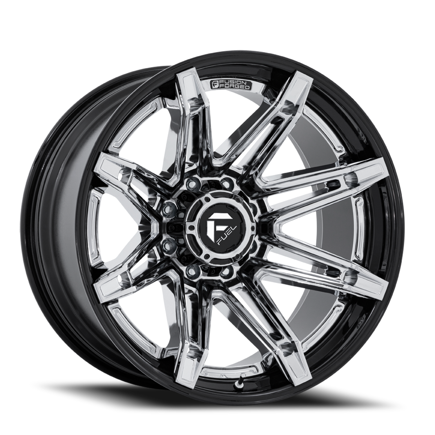 Aluminum Wheels 20X10 Brawl FC401PB 6 On 139.7 Chrome/Gloss Black Lip 106.1 Bore -18 Offset Fuel Off Road Wheels