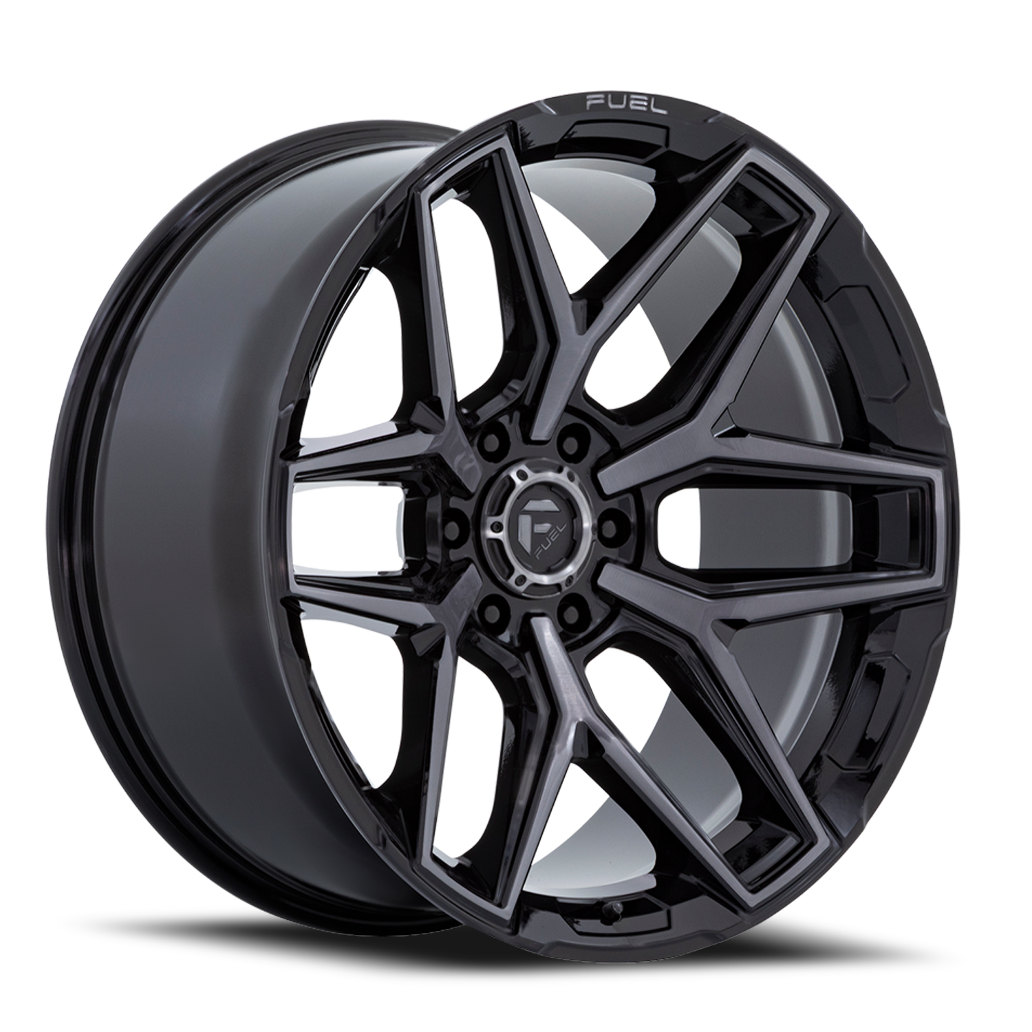 Aluminum Wheels 18X9 Flux 6 FC854BT 6 On 135 Gloss Black Brushed Gray Tint 87.1 Bore 1 Offset Fuel Off Road Wheels