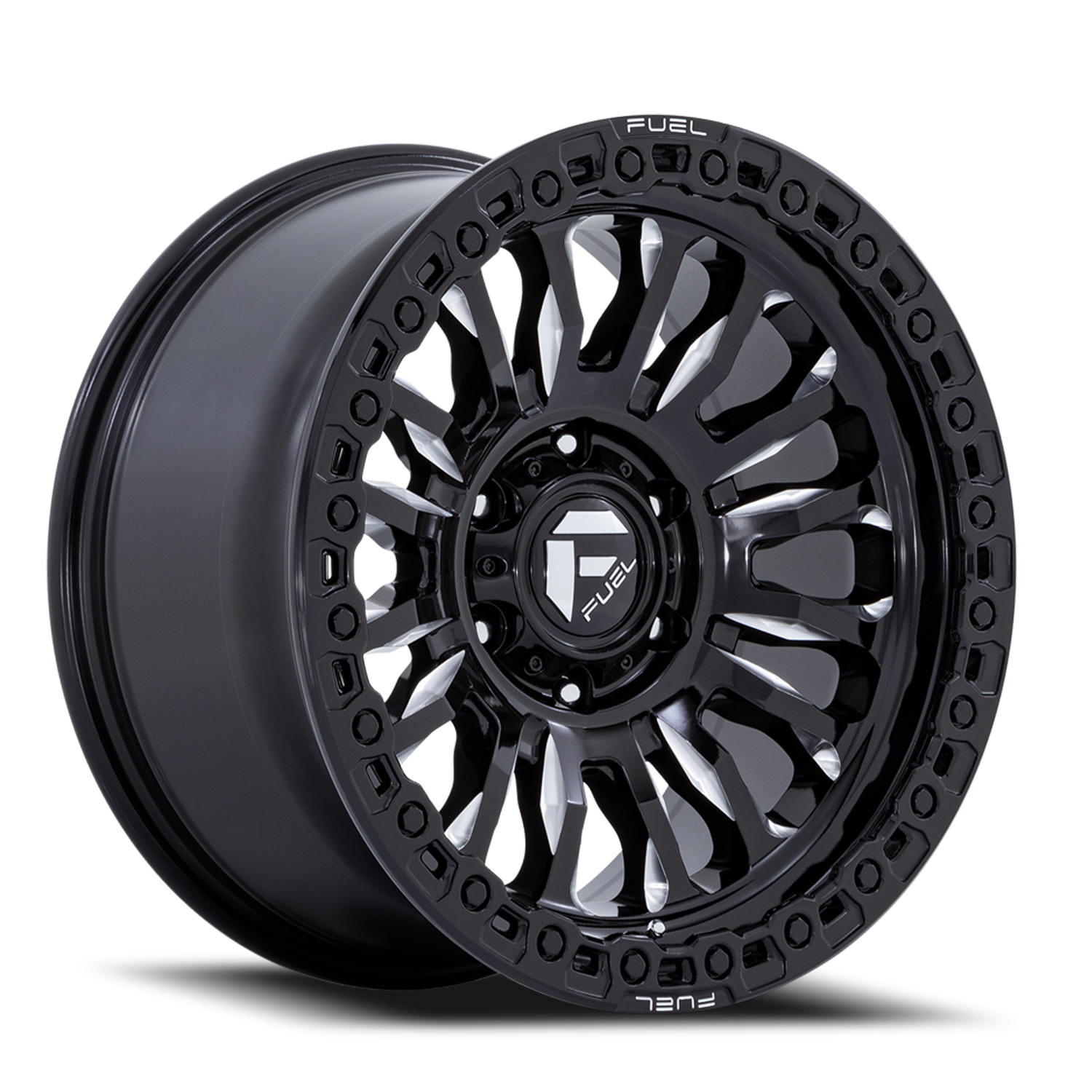 Aluminum Wheels 17X9 Rincon SBL FC857BE 5 On 127 Gloss Black Milled 71.5 Bore 1 Offset Fuel Off Road Wheels