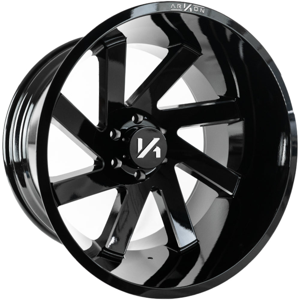 Lincoln Off Road Wheels Gloss Black Milled Edges 20x10 Right 8x6.5 -25 125.5mm Arkon Off Road