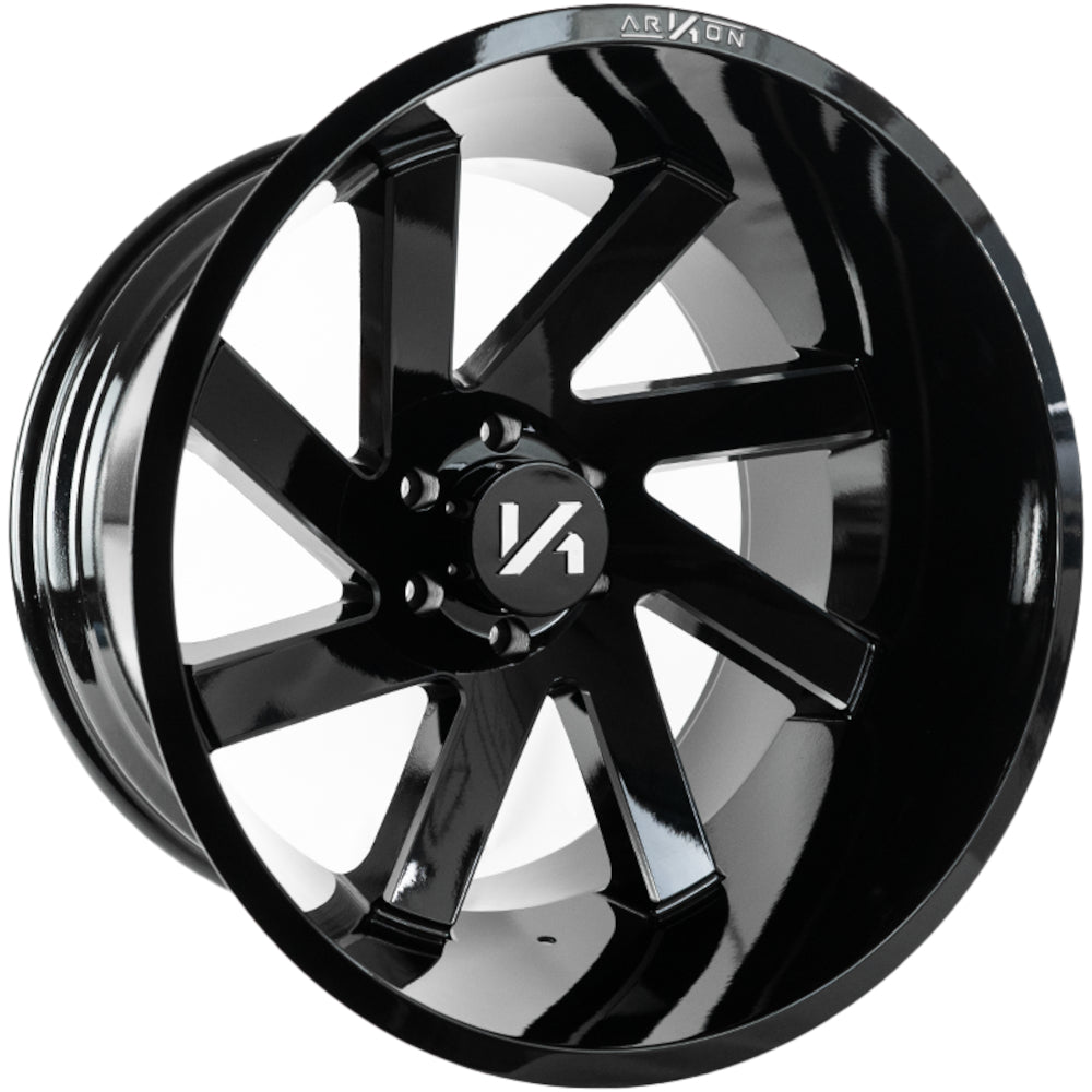 Lincoln Off Road Wheels Gloss Black Milled Edges 20x12 Right 6x5.5 -51 108mm Arkon Off Road